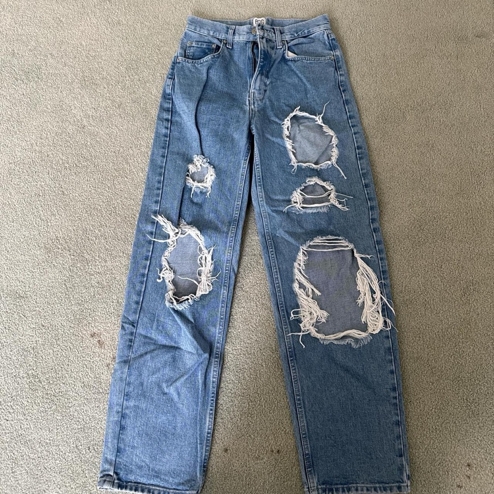 Distressed Blue Jeans